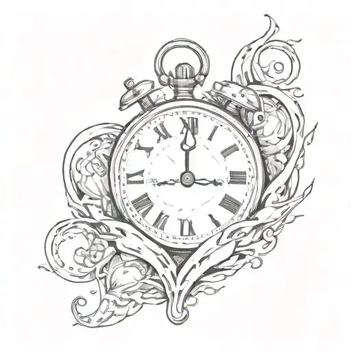 A surreal scene of a clock melting into a heart shape, representing the idea that love transcends time tattoo design idea