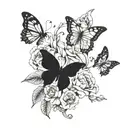 Butterflies and flowers in a gothic setting tattoo design idea