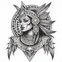 An Aztec princess with gothic elements tattoo design idea