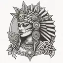 An Aztec princess with gothic elements tattoo design idea