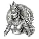 An Aztec princess with gothic elements tattoo design idea
