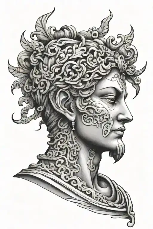statue silence tattoo design idea