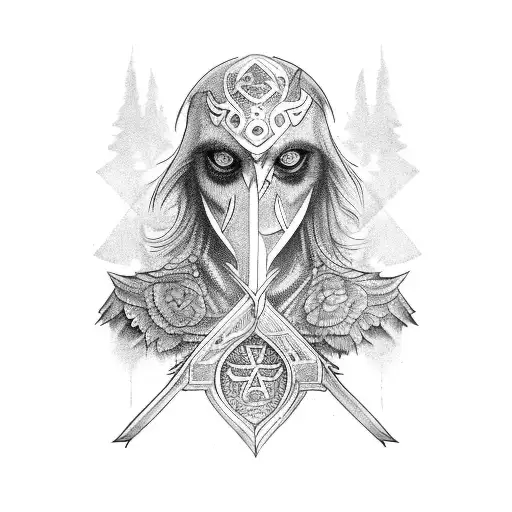 Raven with claymore tattoo design idea