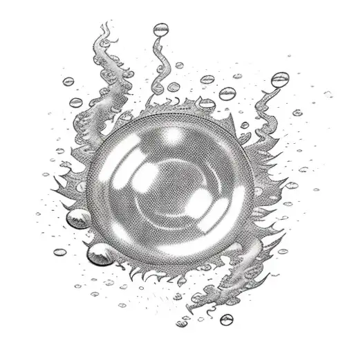 A comic book speech bubble with flames and water droplets tattoo design idea