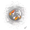 A comic book speech bubble with flames and water droplets tattoo design idea