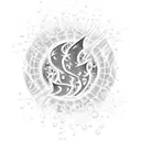 A comic book speech bubble with flames and water droplets tattoo design idea