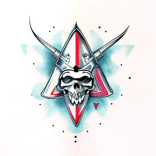 Viking Skull with axes and crows tattoo design idea