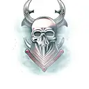 Viking Skull with axes and crows tattoo design idea