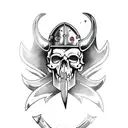 Viking Skull with axes and crows tattoo design idea