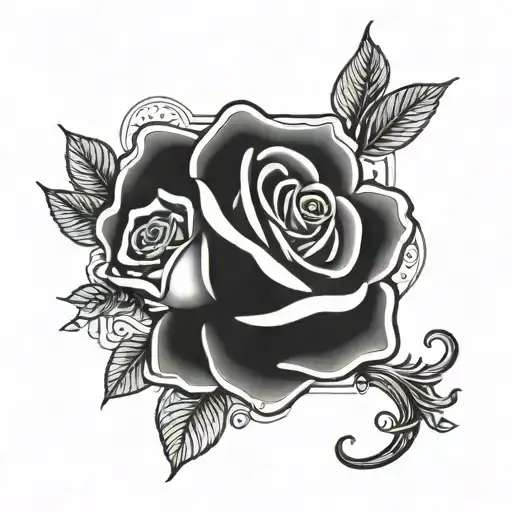 rose with trump aces tattoo design idea