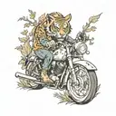 skull motorcycle forest girl tiger tattoo design idea