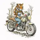 skull motorcycle forest girl tiger tattoo design idea