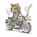 skull motorcycle forest girl tiger tattoo design idea