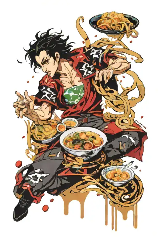 Dio jojo bizarre adventure eat ramen noodles tattoo design idea