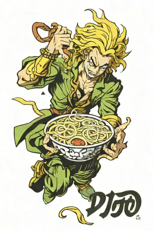 Dio jojo bizarre adventure eat ramen noodles tattoo design idea