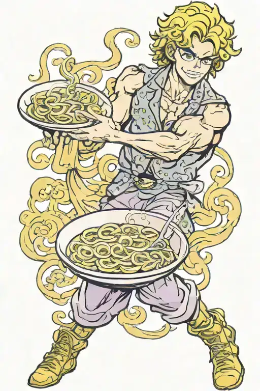 Dio jojo bizarre adventure eat ramen noodles tattoo design idea
