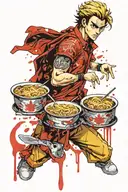 Dio jojo bizarre adventure eat ramen noodles tattoo design idea