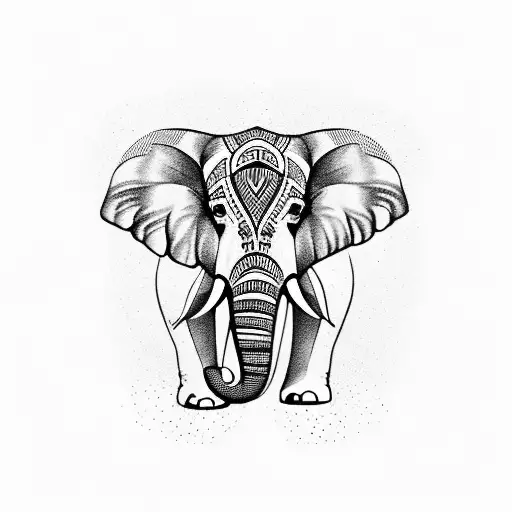 tattoo of an elephant with patterns inspired by geological formations  tattoo design idea