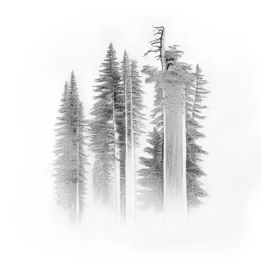 3 redwood trees, representing a father and his 2 children and his love for them tattoo design idea