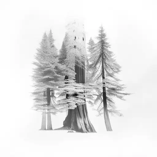 3 redwood trees  tattoo design idea