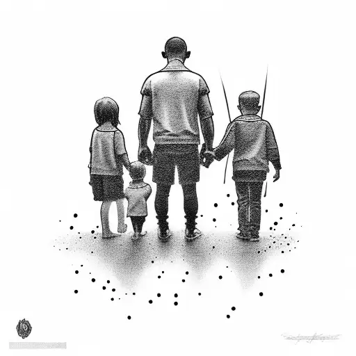 father and his 2 children tattoo tattoo design idea