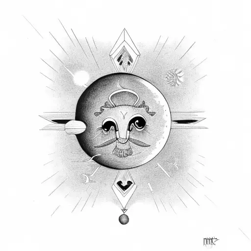 initials M and K plus the sun ant moon tattoo design idea