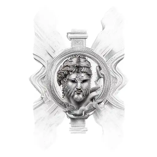 Roman gods throate  tattoo design idea