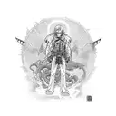 Kid Armin Arlert with Colossal titan behin him tattoo design idea