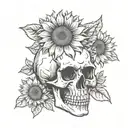 sunflower skull tattoo design idea