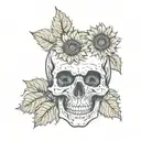 sunflower skull tattoo design idea