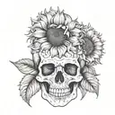 sunflower skull tattoo design idea
