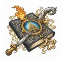 wizard spellbook tattoo design idea