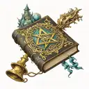 wizard spellbook tattoo design idea