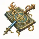 wizard spellbook tattoo design idea
