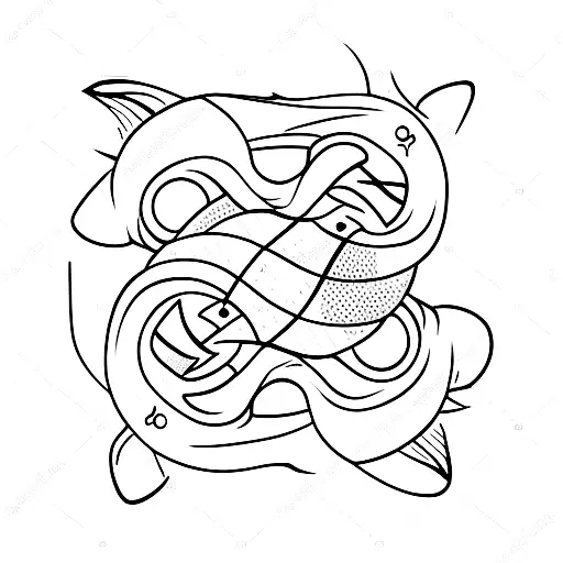 pisces with birth year tattoo design idea