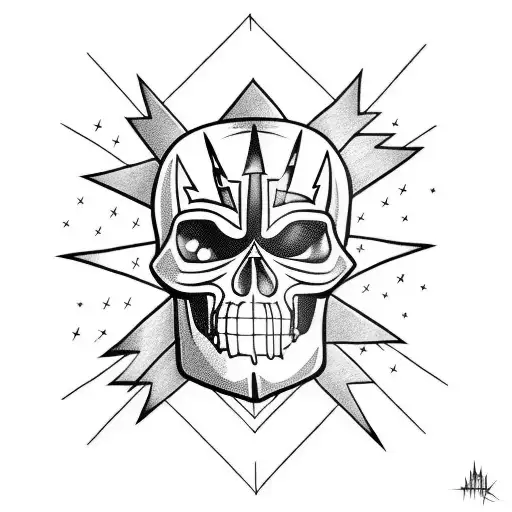 Lightning Bolt with Skulls tattoo design idea