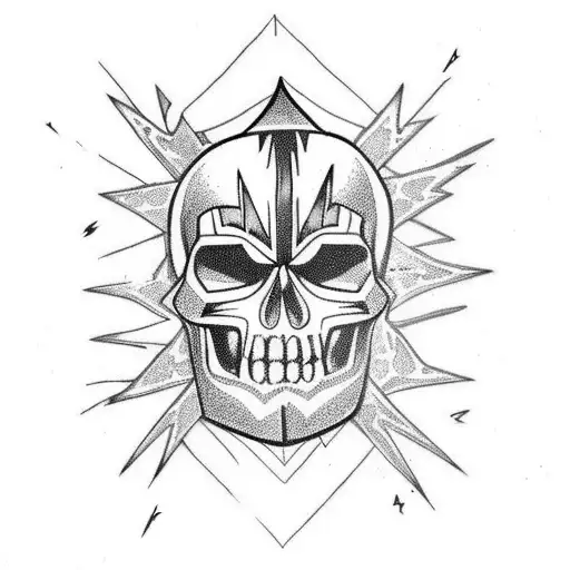 Lightning Bolt with Skulls tattoo design idea