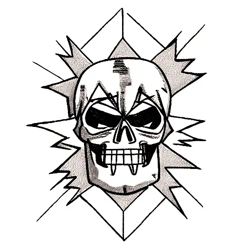 Lightning Bolt with Skulls tattoo design idea