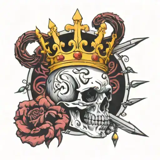 Sagittarius King Crown Skull  tattoo design idea