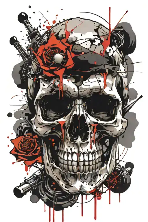 sadistic skull tattoo design idea