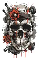 sadistic skull tattoo design idea