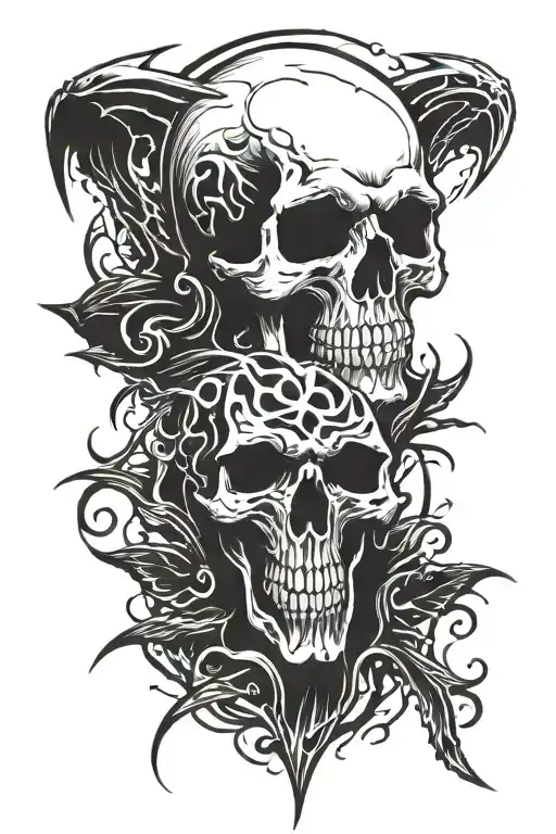 grim reaper ghost rider burning skull crows death moth tattoo design idea