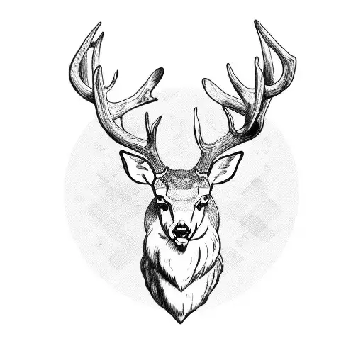 deer antlers with bow tattoo design idea