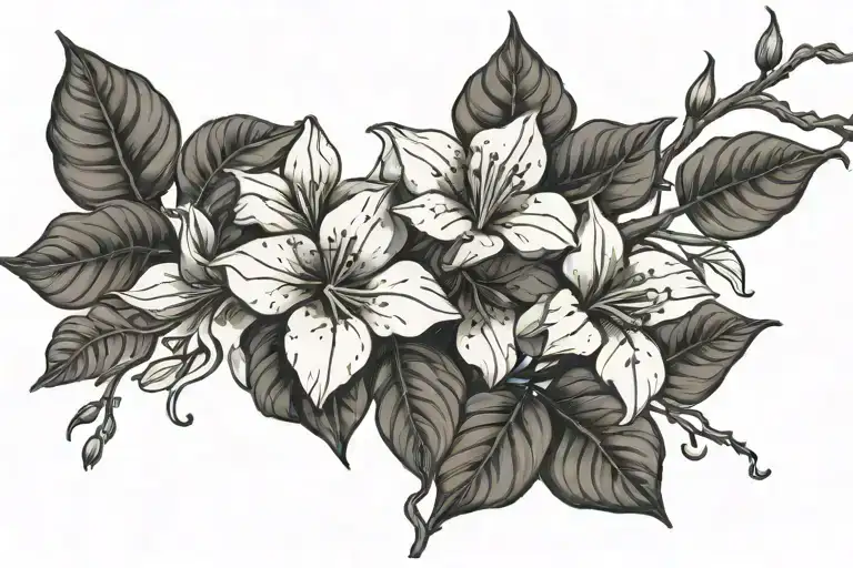 bougainvillea vine intertwined tattoo design idea