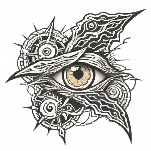 lightning with eye on arm, eye on forearm tattoo design idea