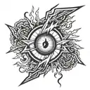 lightning with eye on arm, eye on forearm tattoo design idea