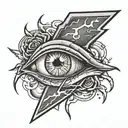 lightning with eye on arm, eye on forearm tattoo design idea