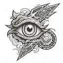 lightning with eye on arm, eye on forearm tattoo design idea