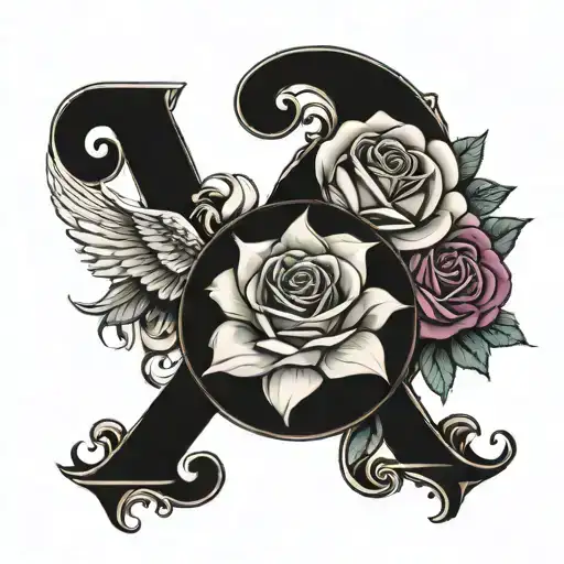 angel number and rose surrounded tattoo design idea
