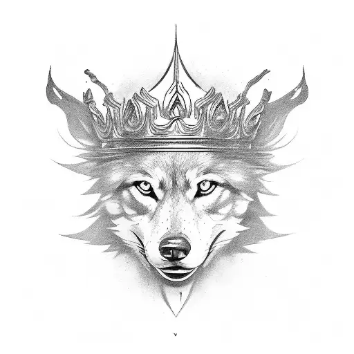crown strength water soul wolf tattoo design idea